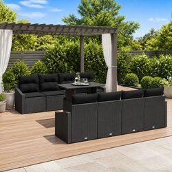 Comfortable 7-Piece Black Modular Garden Sofa Set