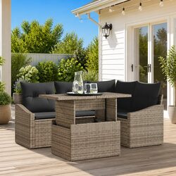 Comfortable 5-Piece Outdoor Sofa Set in Grey Rattan