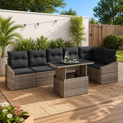 Practical 7-Piece Grey Garden Sofa Set for Relaxation