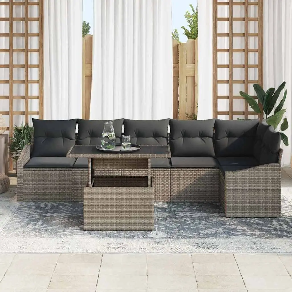 7-Piece Grey Garden Sofa Set for Relaxation