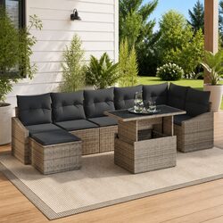 Value-Driven 8-Piece Grey Modular Garden Sofa Set