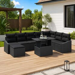 Comfortable 9-Piece Outdoor Sofa Set with Storage