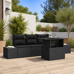 Comfortable Black Poly Rattan Outdoor Sofa Set for Your Home