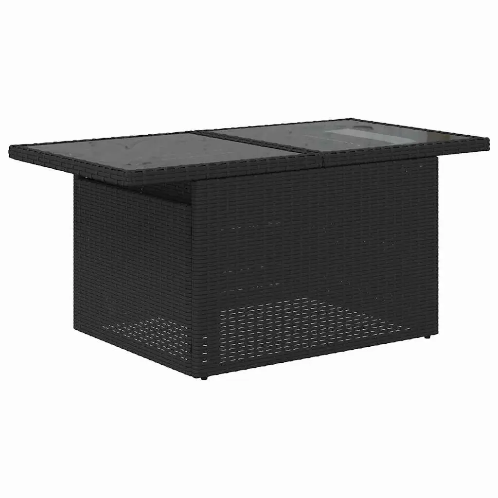 Outdoor Garden Sofa Set 8 Pieces Modular Black Poly Rattan Adjustable Table