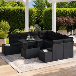 Value-Driven Black 9-Piece Outdoor Garden Sofa Set