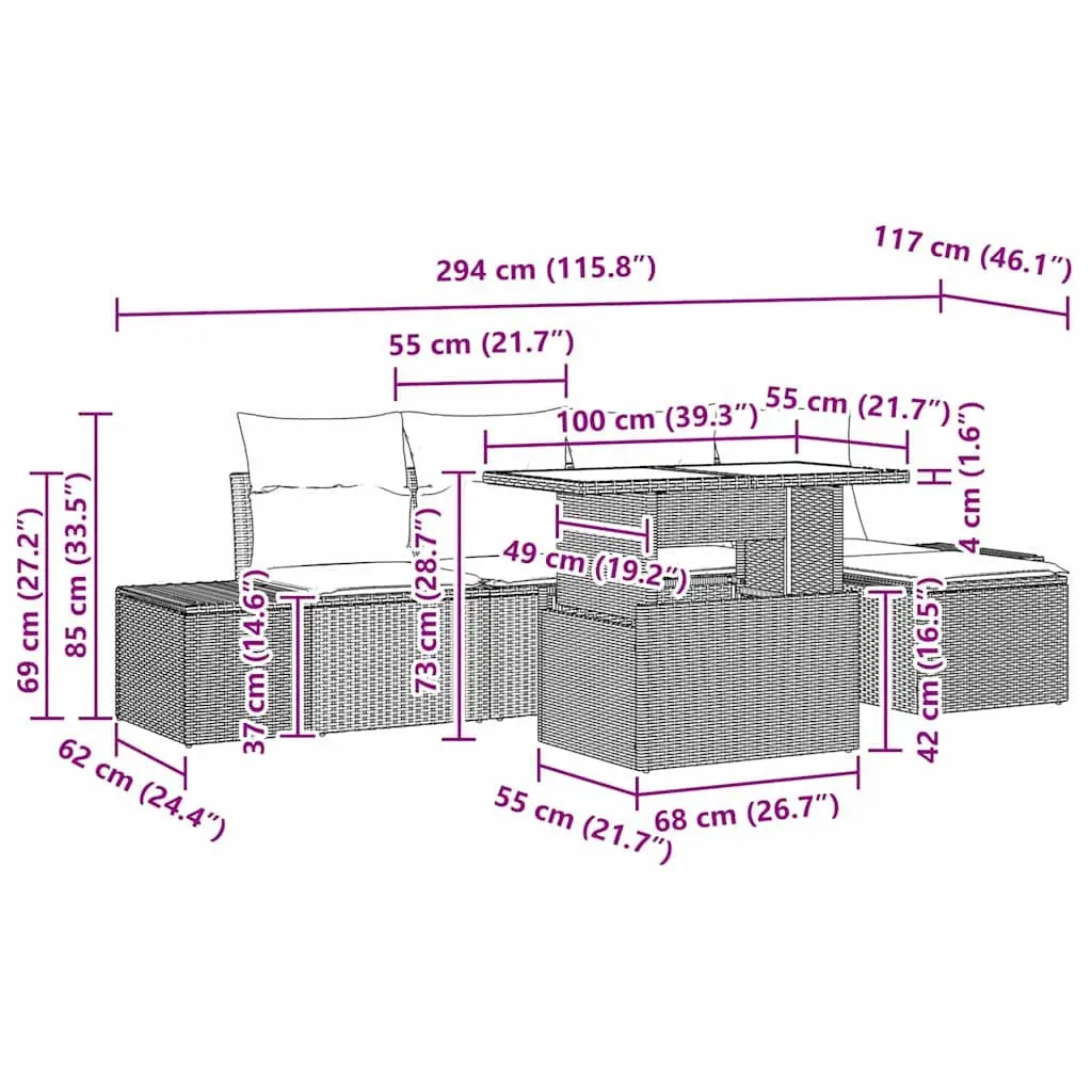 6 Piece Outdoor Sofa Set
