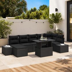 Comfortable Black Modular Garden Sofa Set for Outdoor Relaxation