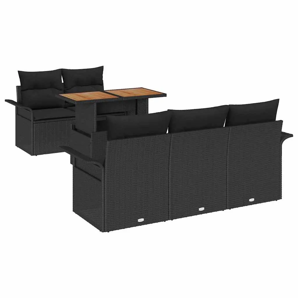 Modular Outdoor Garden Sofa Set 6 Piece Seating Suite Black Poly Rattan