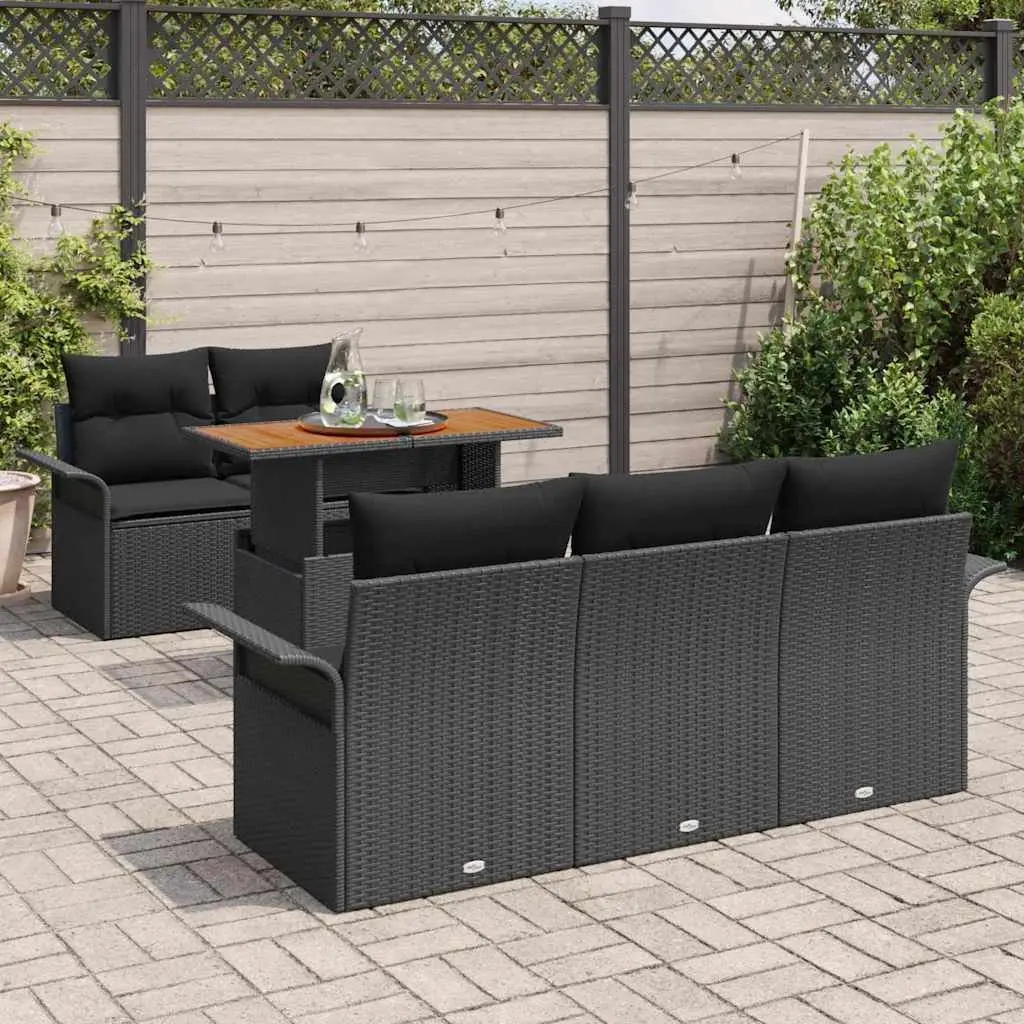 Modular Outdoor Garden Sofa Set 6 Piece Seating Suite Black Poly Rattan