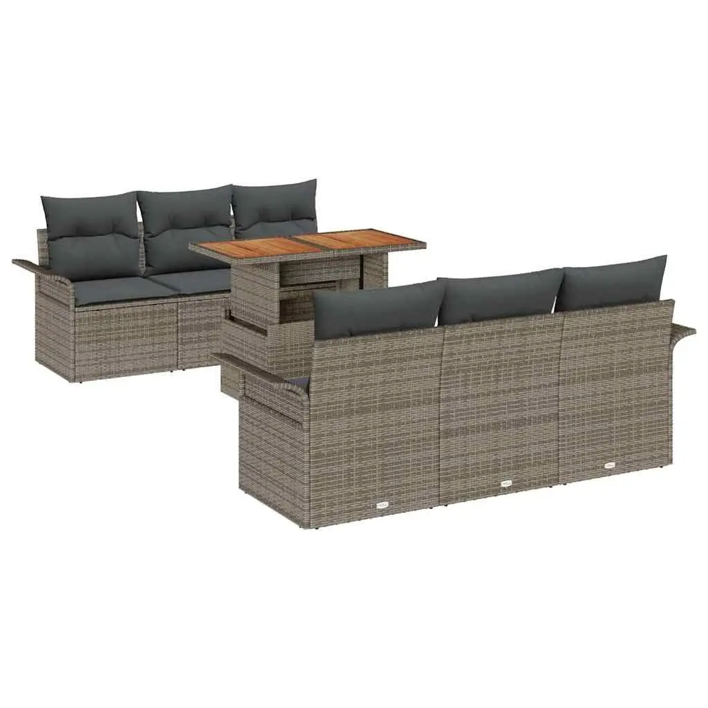 Garden Sofa Set Modular Outdoor Seating 7 Piece Grey Poly Rattan