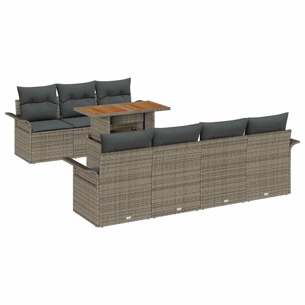 Garden Sofa Set 8 Pieces Grey Outdoor Furniture Poly Rattan