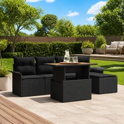 Comfortable 6-Piece Black Sofa Set for Outdoor Enjoyment