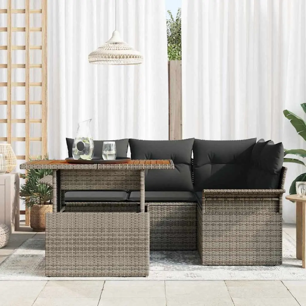 Garden Sofa Set Outdoor Seating 5 Piece Grey Woven Rattan