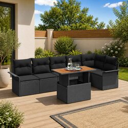 Value-Driven 7-Piece Black Outdoor Garden Sofa Set