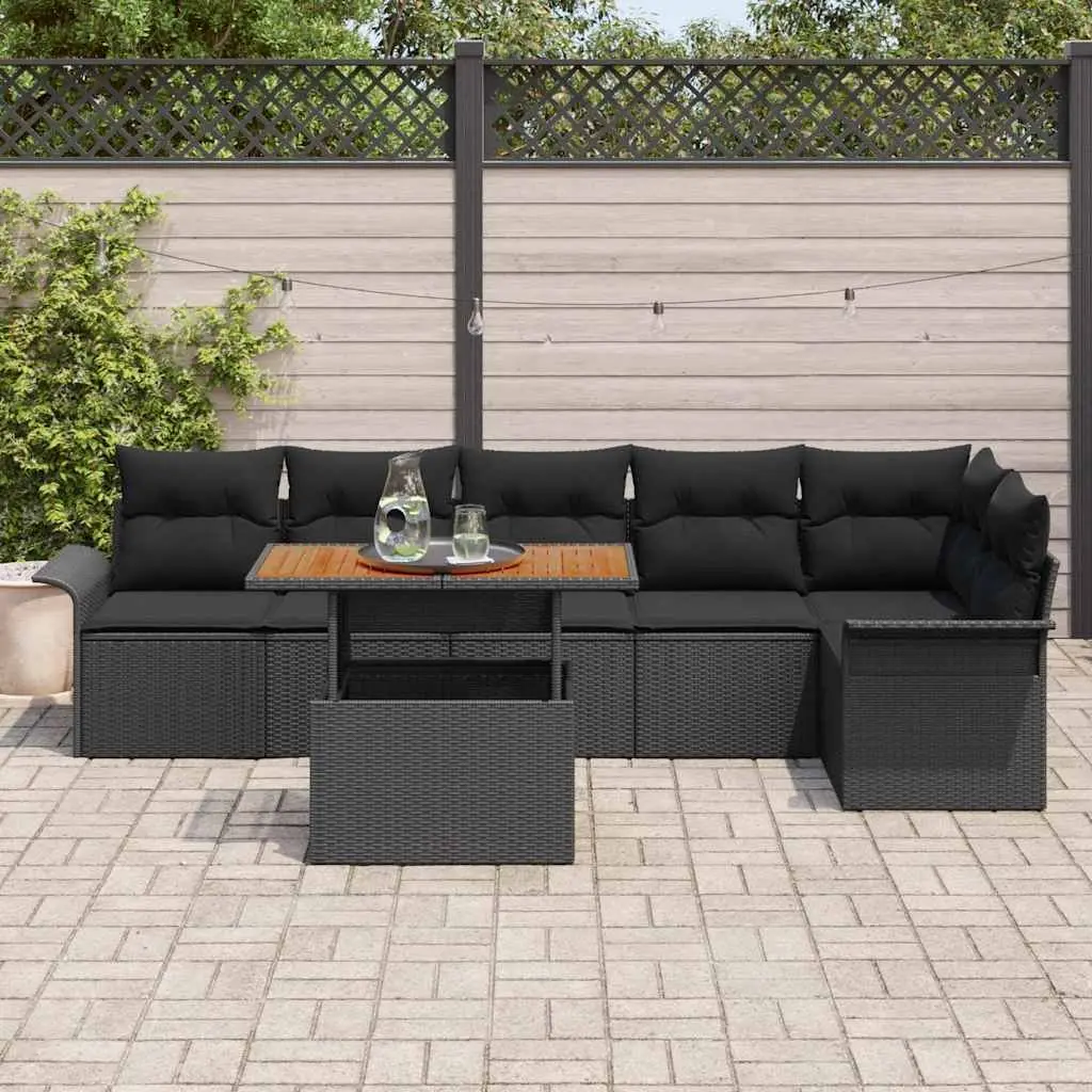 Outdoor Garden Sofa Set 7 Piece Modular Patio Furniture with Cushions Black