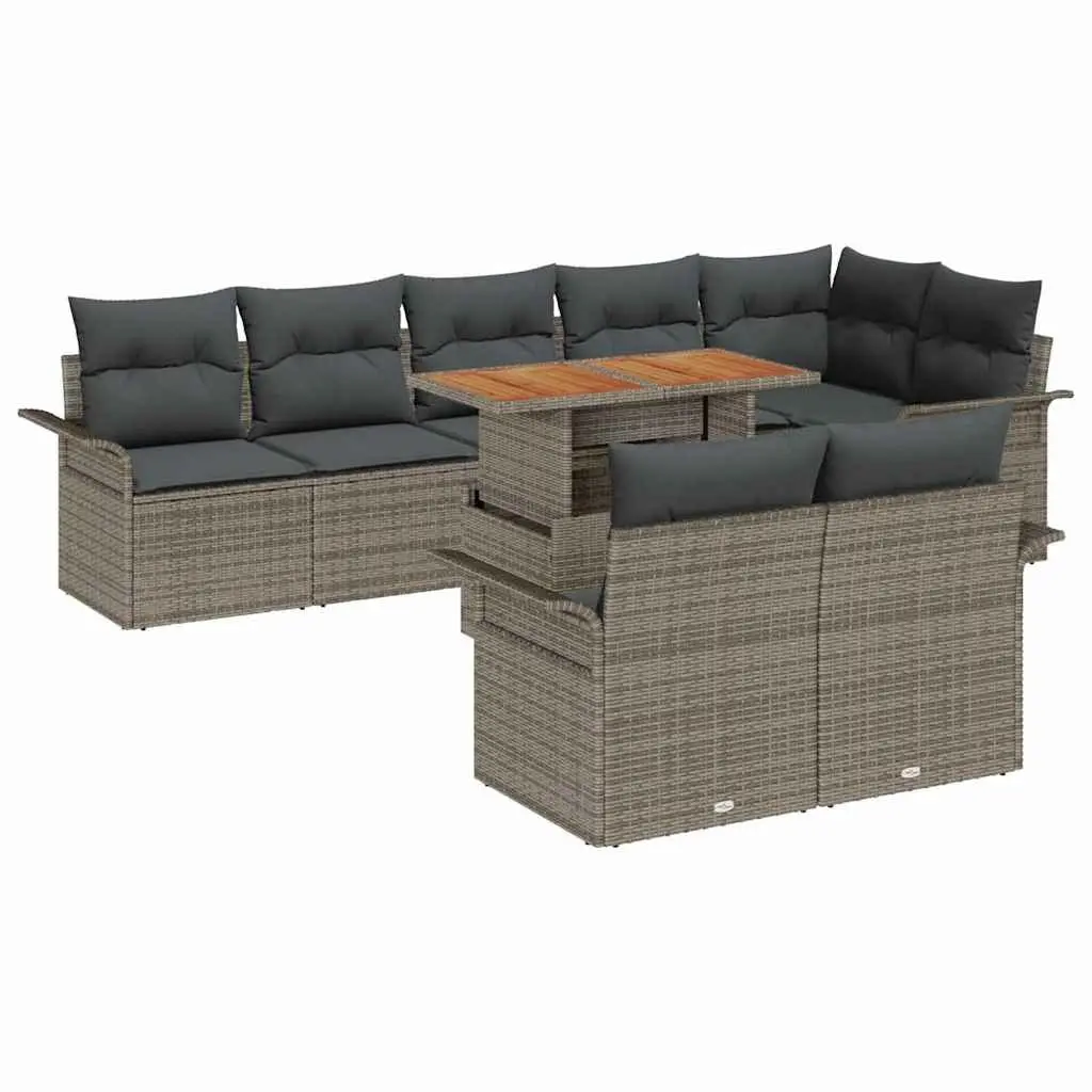 Modular Sofa Set 9 Piece Outdoor Grey Poly Rattan Garden Patio Seating