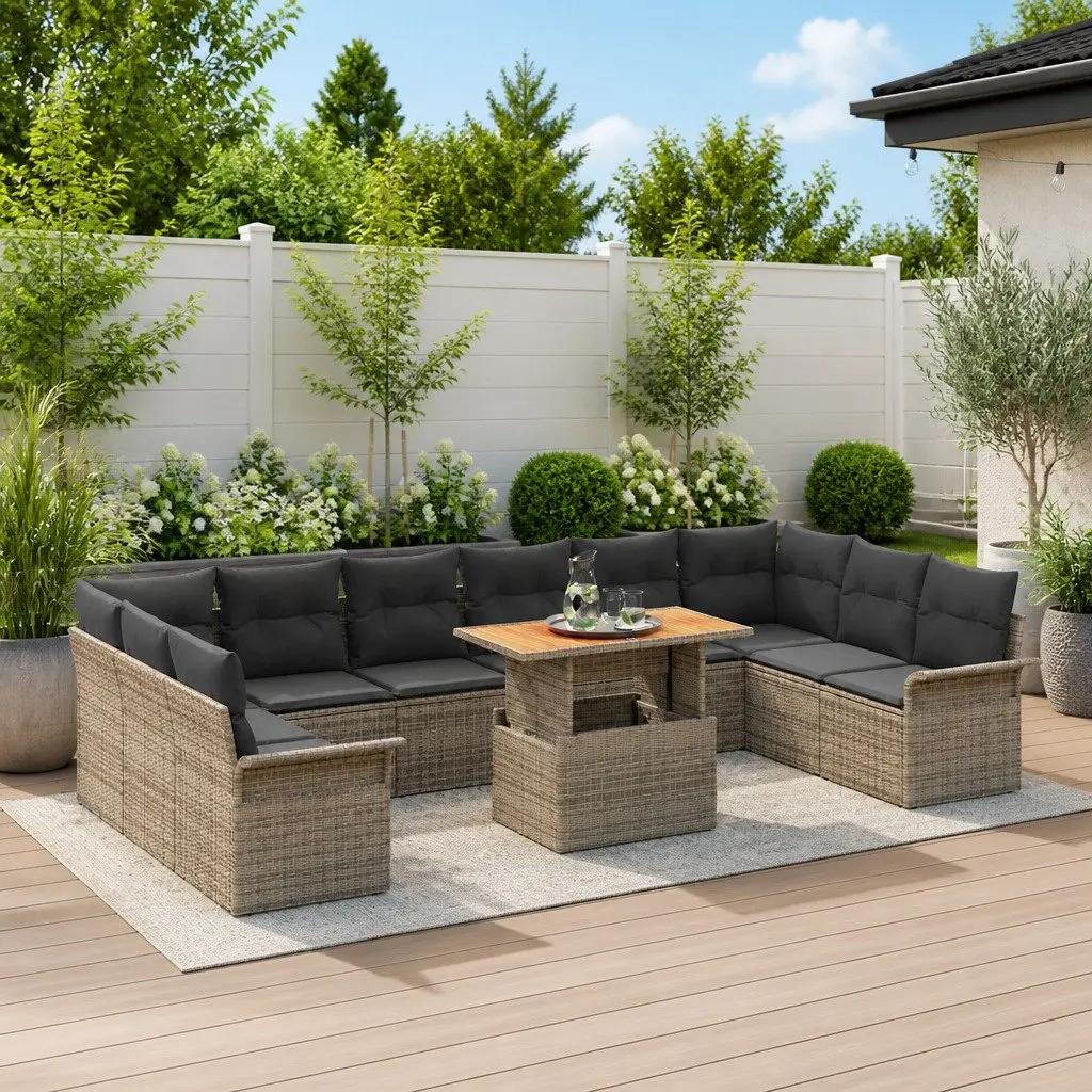 Modular Garden Sofa Set with Cushions 11 pcs