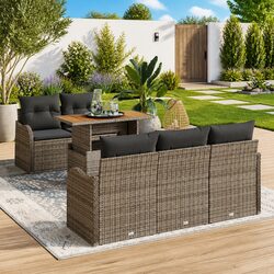 Comfortable and Practical Grey Garden Sofa Set - 6 Pieces