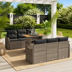 Reliable 7 Piece Grey Outdoor Sofa Set with Comfort