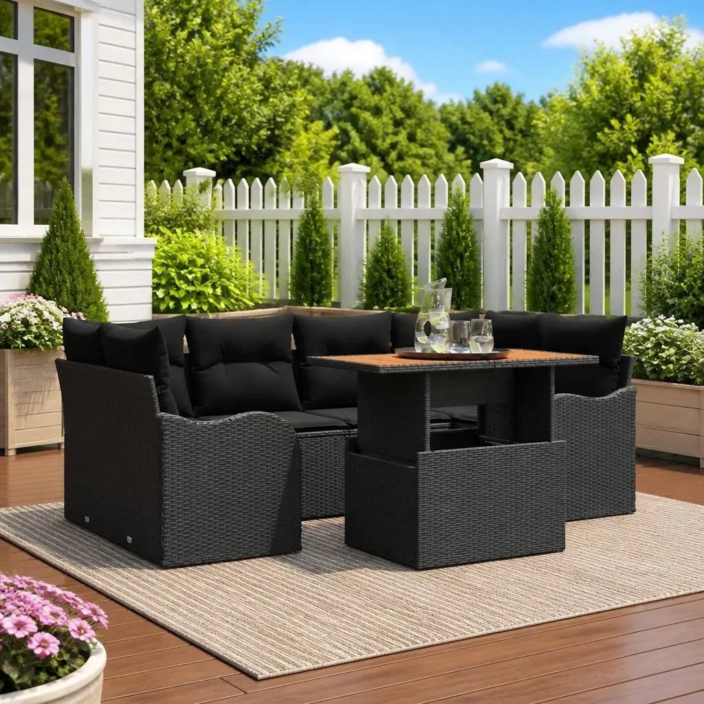 7-Piece Black Sofa Set