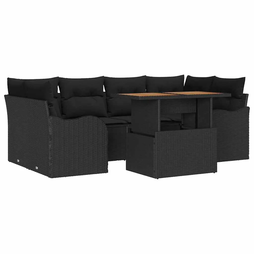 7-Piece Black Sofa Set