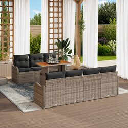 Versatile 8-Piece Grey Garden Sofa Set for Outdoor Relaxation