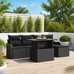 Comfortable and Practical 6-Piece Outdoor Sofa Set in Black