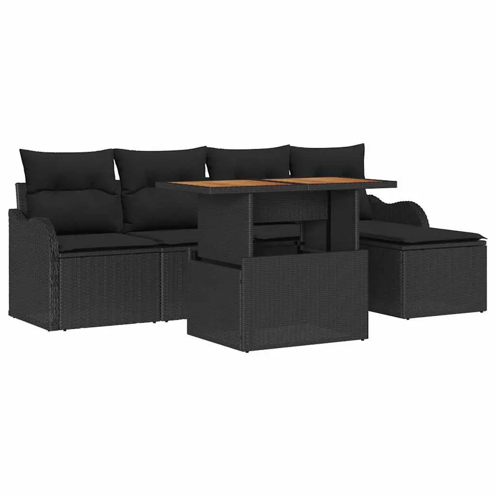 6-Piece Outdoor Sofa Set in Black