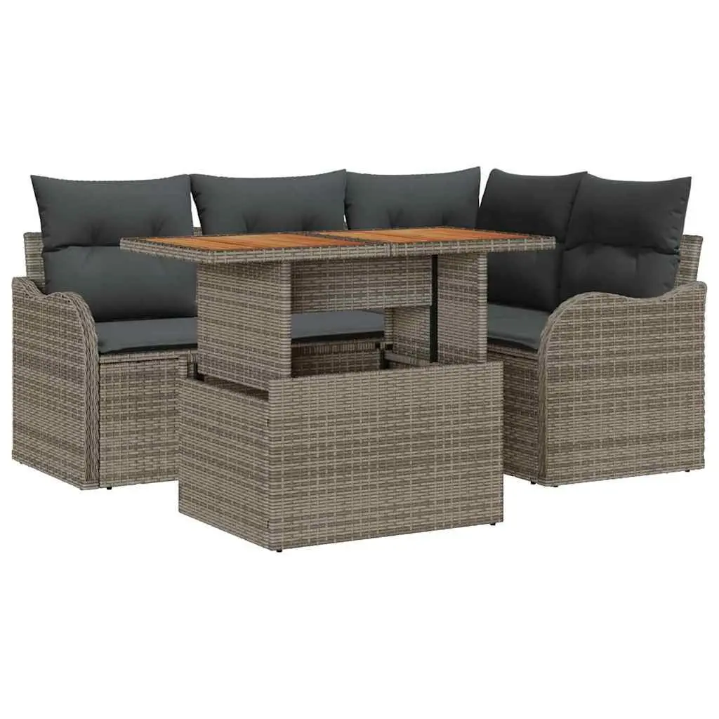 5 Piece Grey Sofa Set