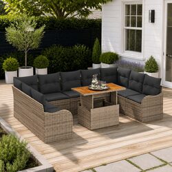 Comfortable Grey 10-Piece Sofa Set with Storage Options