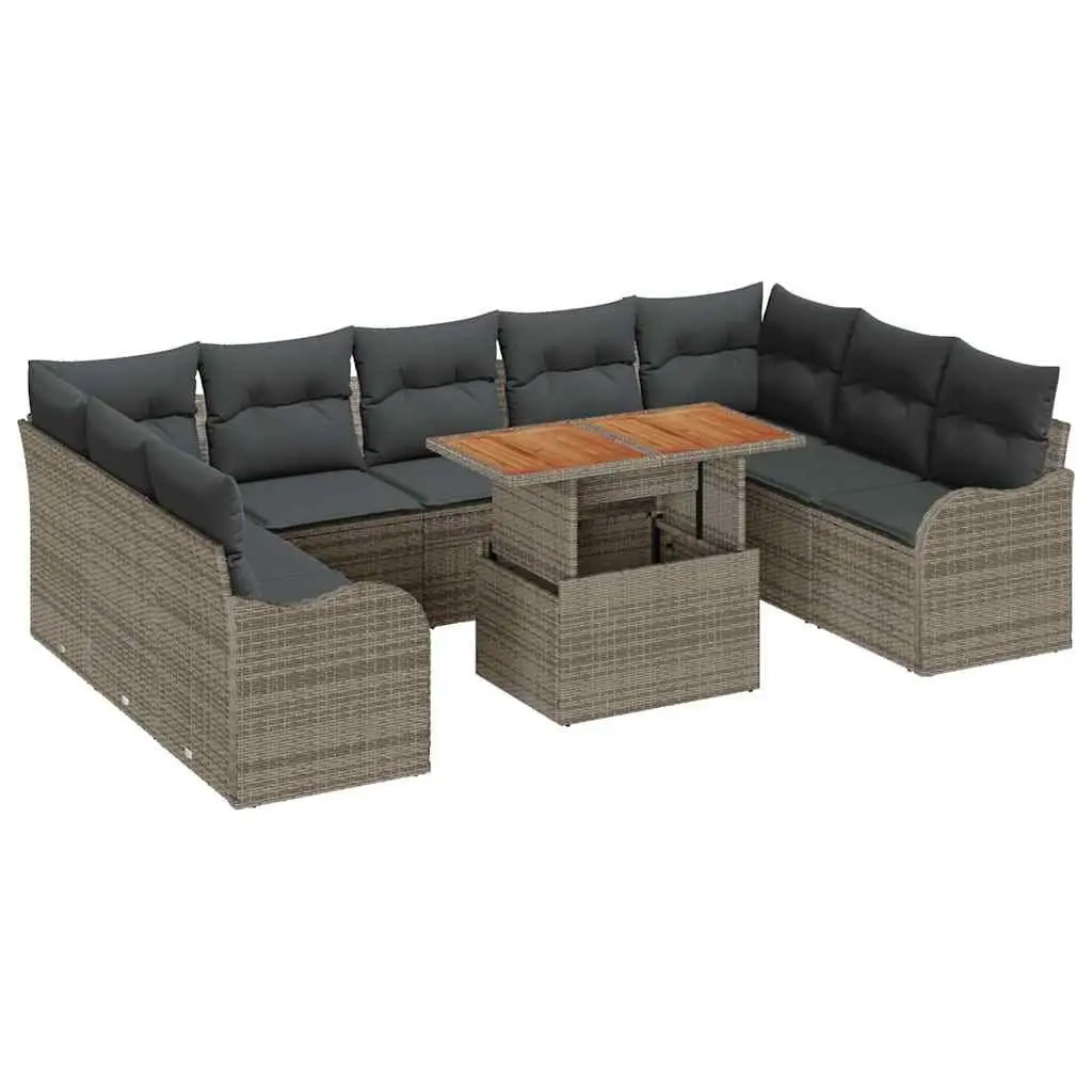 Grey 10-Piece Sofa Set with Storage Options