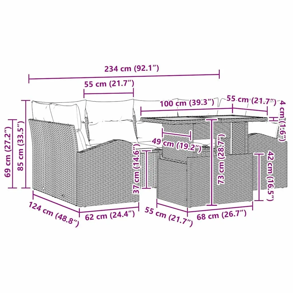 7-Piece Garden Sofa Set with Cushions