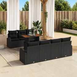 Reliable 8-Piece Black Sofa Set with Comfort and Style