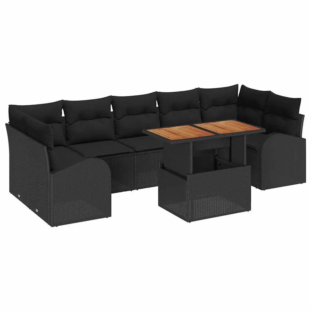 Garden Sofa Set 8 Pieces Outdoor Seating Lounge Black
