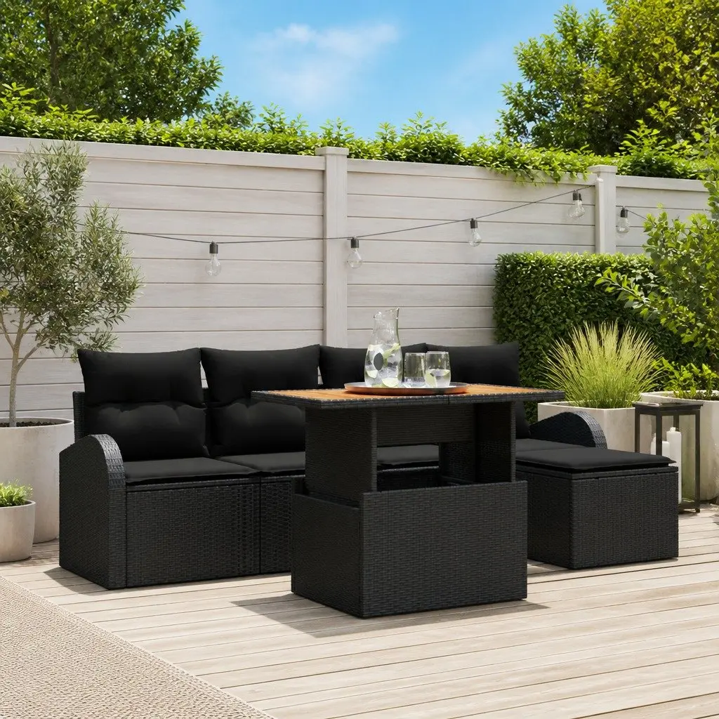 Outdoor Garden Sofa Set 6 pcs Armchairs Centre Seats Footstool with Cushions