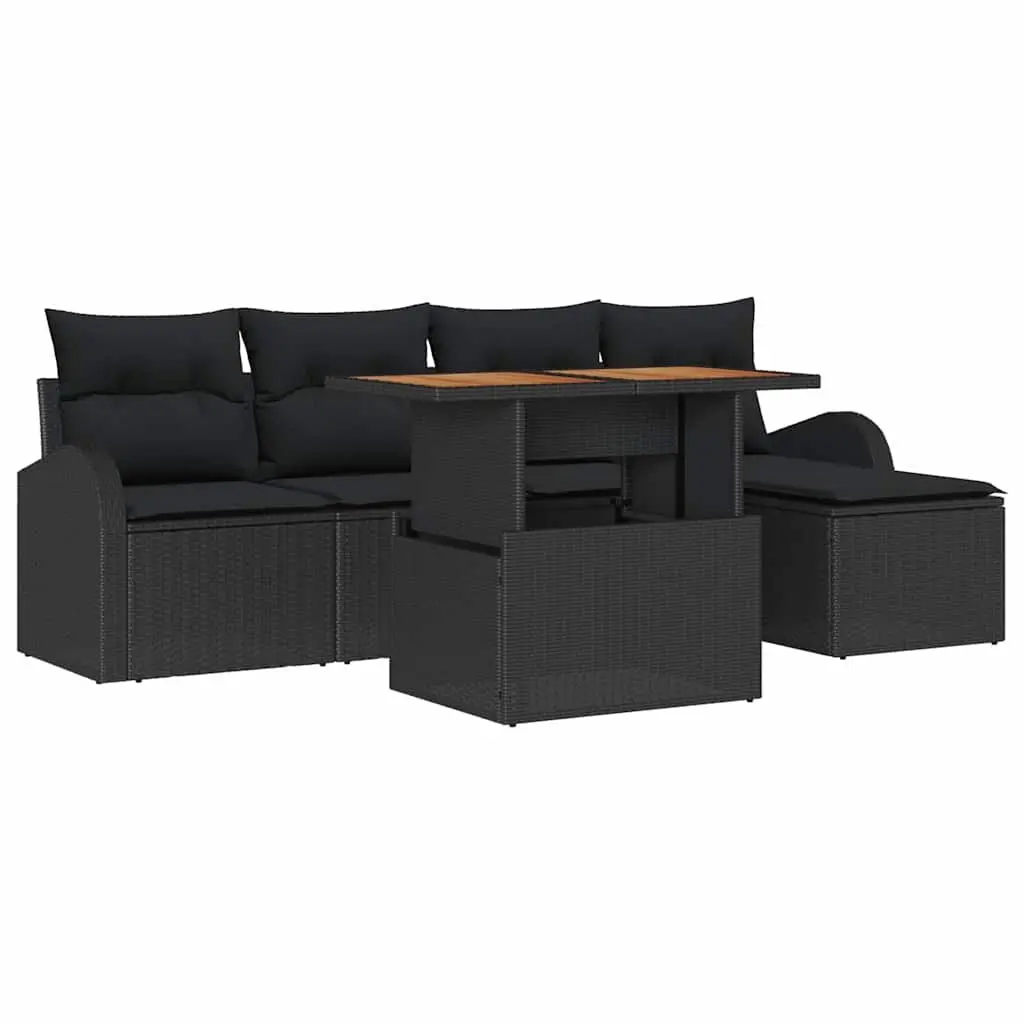 Outdoor Garden Sofa Set 6 pcs Armchairs Centre Seats Footstool with Cushions