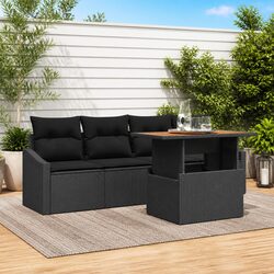 Value-Driven 5 Piece Black Rattan Sofa Set
