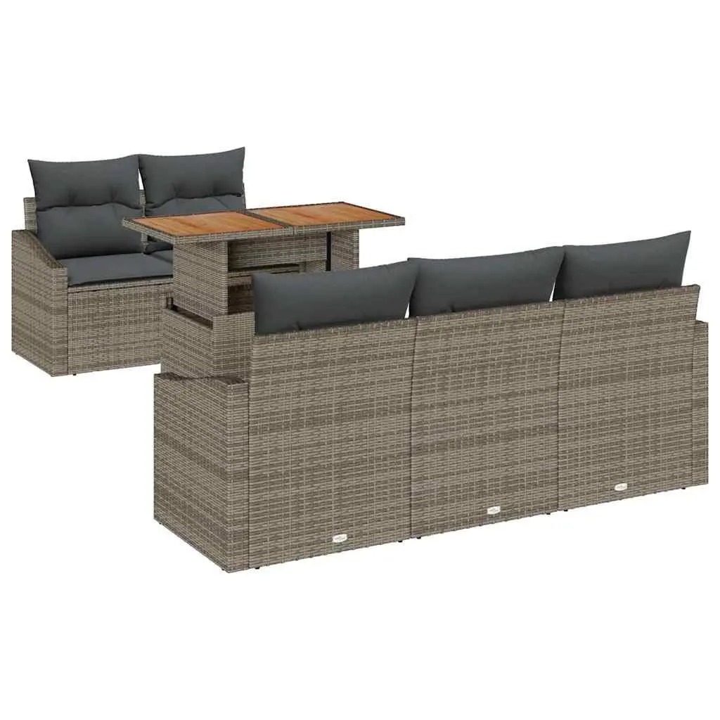 Outdoor Garden Sofa Set 6 Piece Grey Brown Modular Patio Seating with Storage