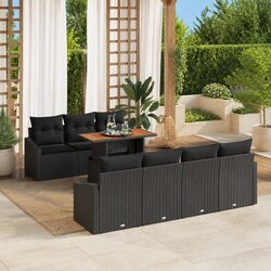 Comfortable 8-Piece Modular Garden Sofa Set - Black