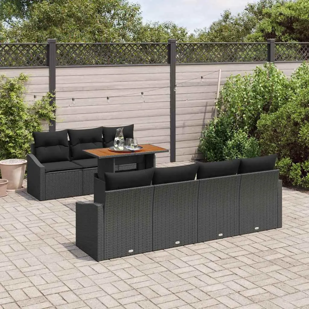 Outdoor Sofa Set Modular Seating 8 Pieces Black