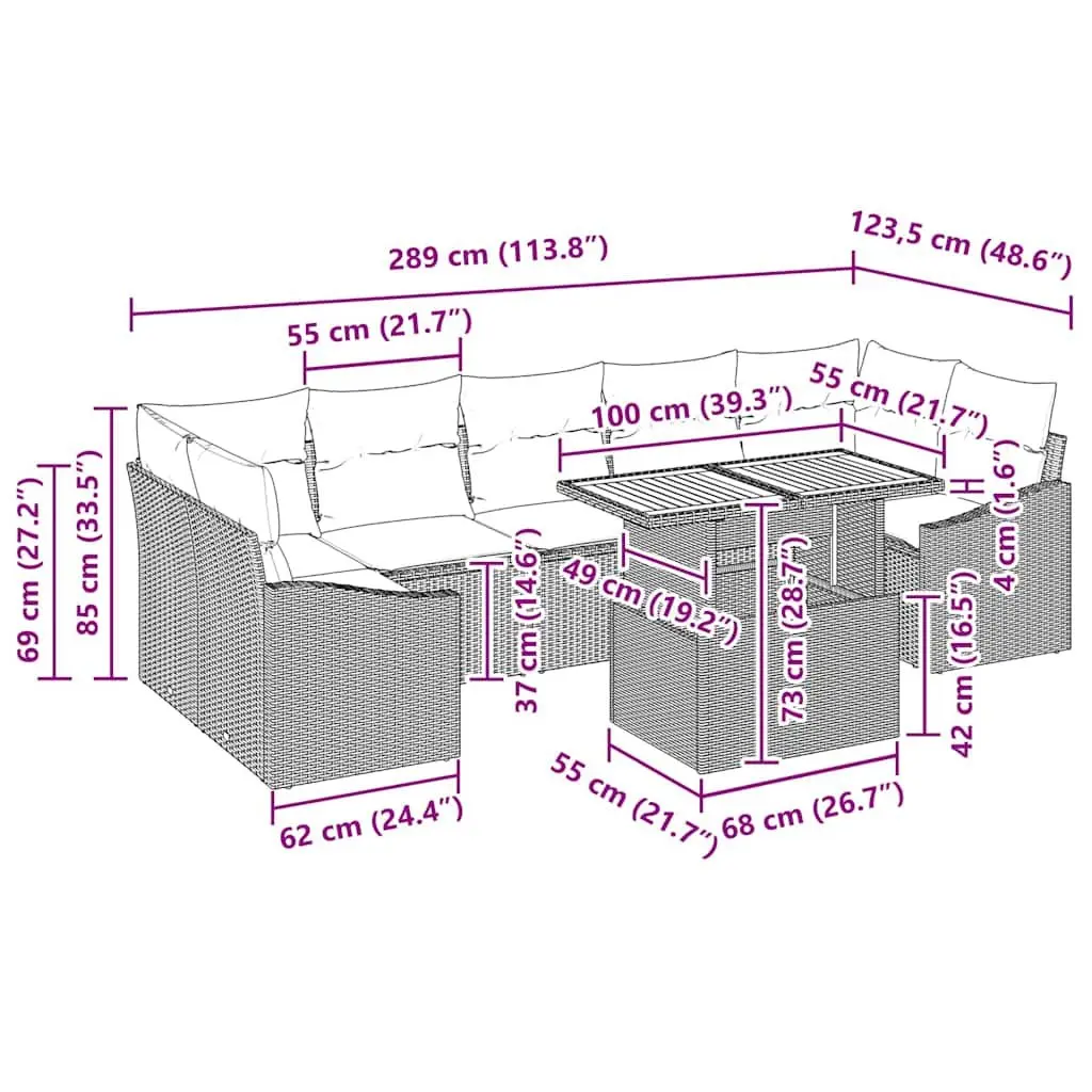 8-Piece Modular Garden Sofa Set