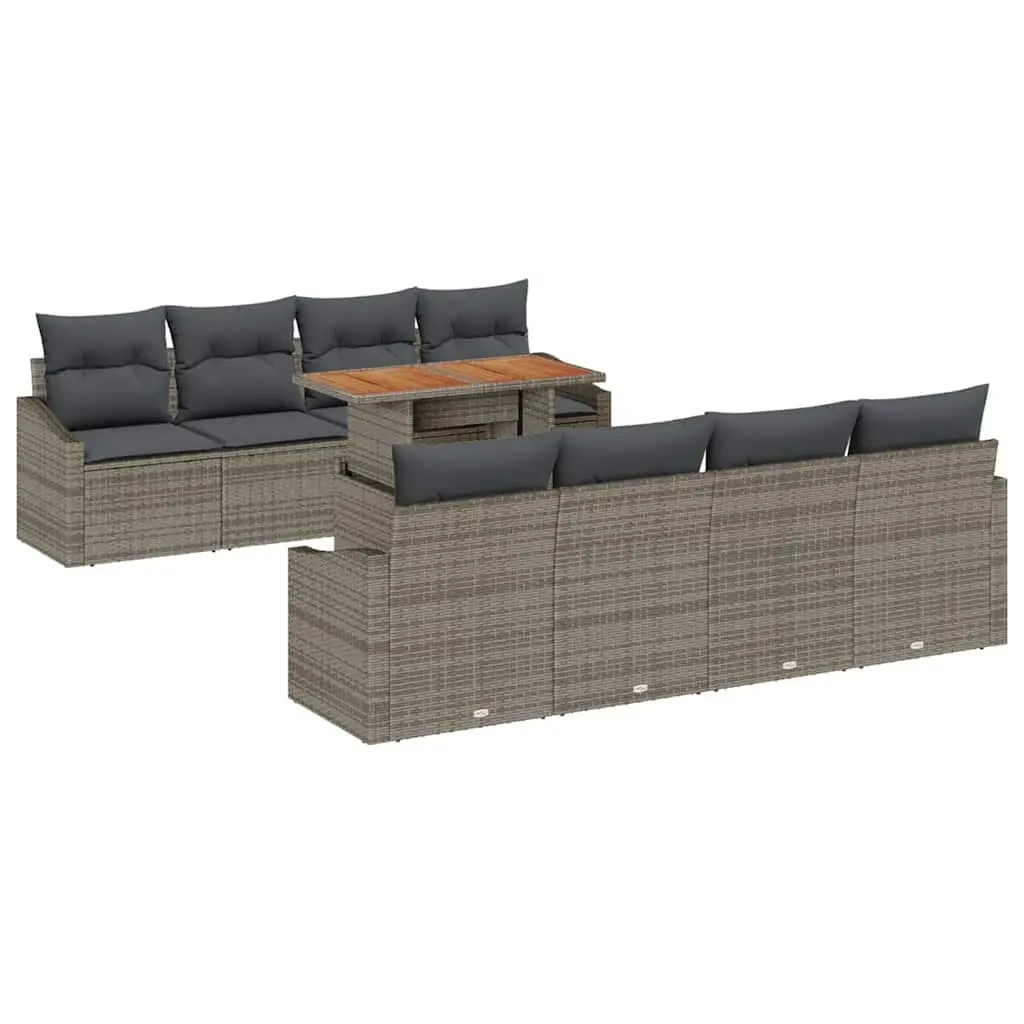 9 Piece Modular Outdoor Garden Sofa Set Grey Patio Furniture Seating