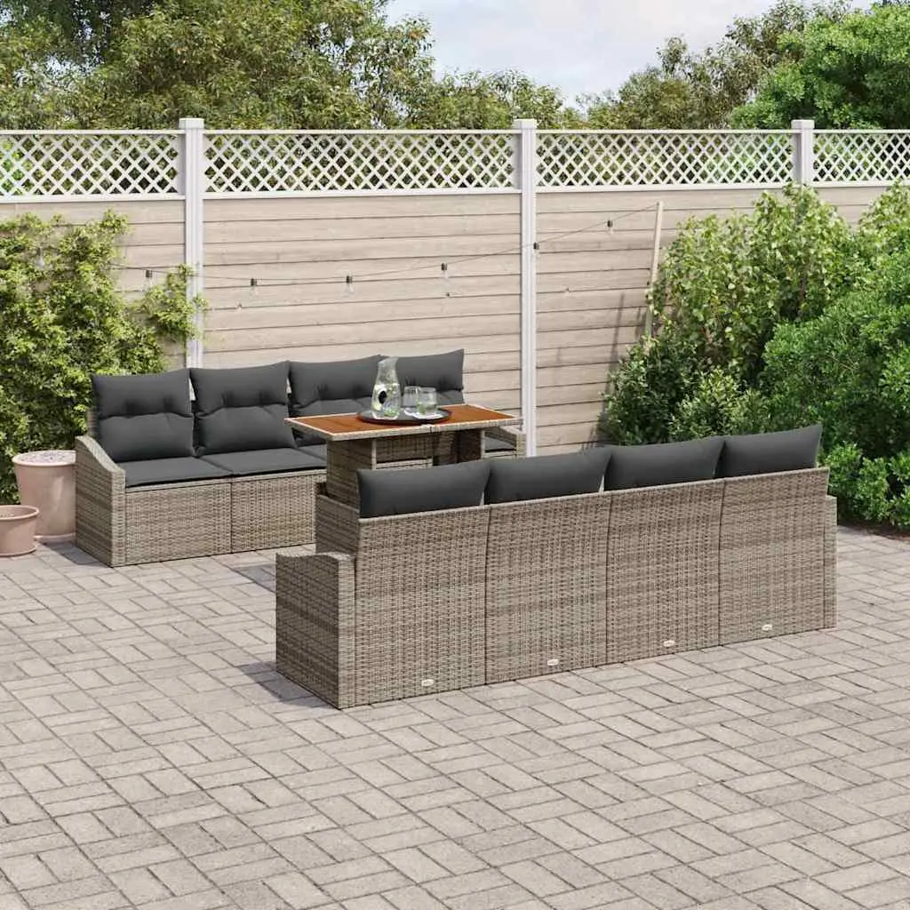 9 Piece Modular Outdoor Garden Sofa Set Grey Patio Furniture Seating