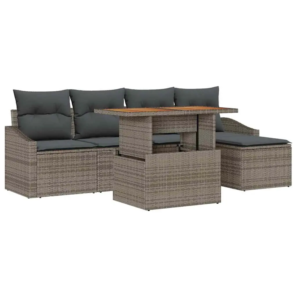 Garden Sofa Set Modular Seating 6 Piece Outdoor Patio Furniture Grey