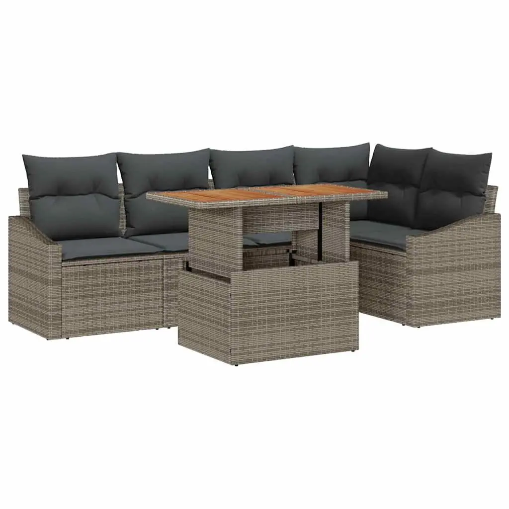 Outdoor Garden Sofa Set Modular Dining Seating 6 Piece Grey Poly Rattan