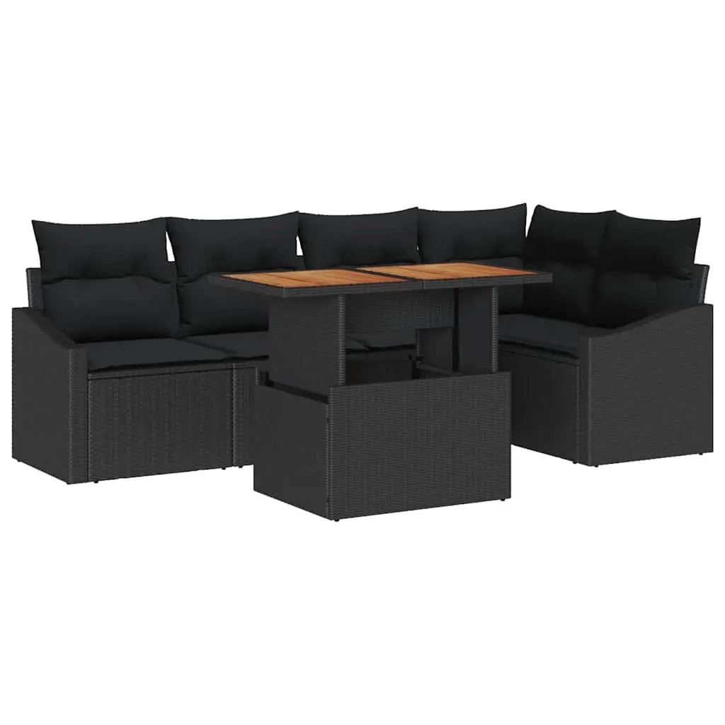 Outdoor Sofa Set Modular Garden Seating 6 Piece Black Brown