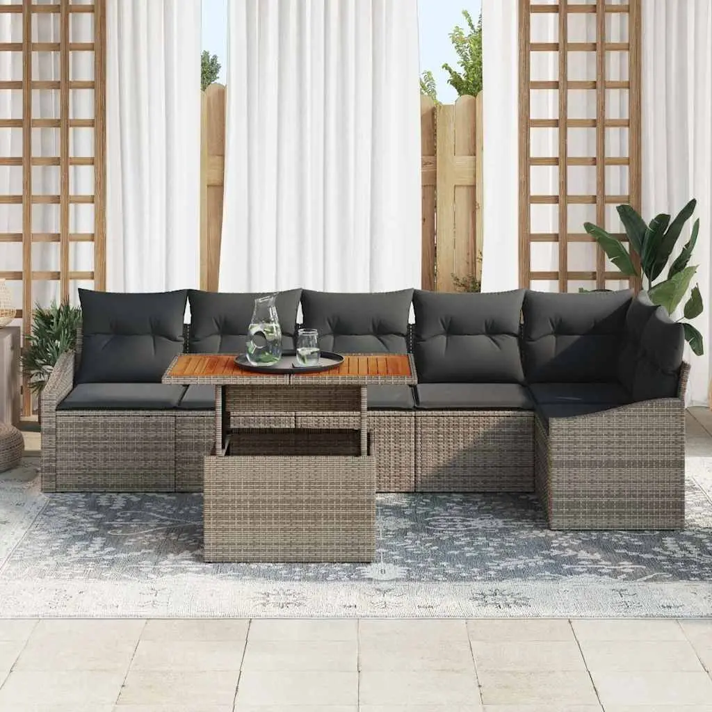 Outdoor Garden Sofa Set Modular Seating 7 Piece Grey Poly Rattan