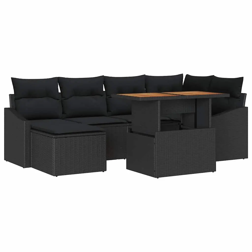 Outdoor Garden Sofa Set Modular Black Rattan 7 Pieces