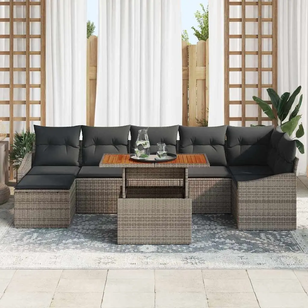 Outdoor Sofa Set 8 Piece Grey Garden Seating Patio Furniture Modular Design