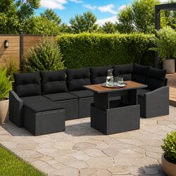 Value-Focused 8-Piece Black Garden Sofa Set